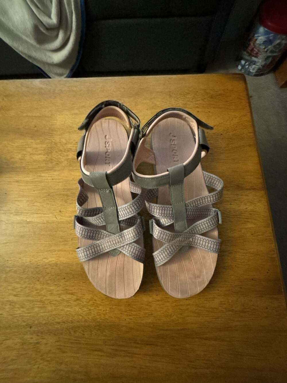 JSport by Jambu Kaia Adjustable Strap Sport Sandals Grey/Pink